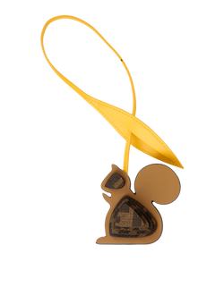 Fendi Squirrel Bag Charm, Leather, Brown/Yellow, MII, DB/B, 2*